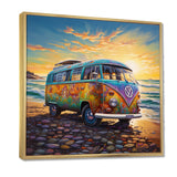 Magic Hippie Bus On The Beach - Car Van Canvas Wall Art