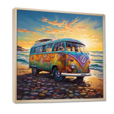Magic Hippie Bus On The Beach - Car Van Canvas Wall Art
