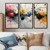 Abstract Waves Splatter Painting - 3-Piece Canvas Wall Art
