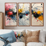 Abstract Waves Splatter Painting - 3-Piece Canvas Wall Art