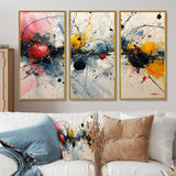 Abstract Waves Splatter Painting - 3-Piece Canvas Wall Art