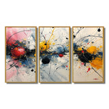 Abstract Waves Splatter Painting - 3-Piece Canvas Wall Art