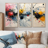 Abstract Waves Splatter Painting - 3-Piece Canvas Wall Art