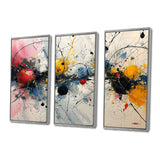 Abstract Waves Splatter Painting - 3-Piece Canvas Wall Art