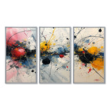 Abstract Waves Splatter Painting - 3-Piece Canvas Wall Art