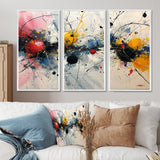 Abstract Waves Splatter Painting - 3-Piece Canvas Wall Art