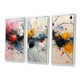 Abstract Waves Splatter Painting - 3-Piece Canvas Wall Art