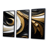 Leaf Core Ornamental Gold Streams - 3-Piece Canvas Wall Art