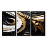 Leaf Core Ornamental Gold Streams - 3-Piece Canvas Wall Art