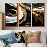 Leaf Core Ornamental Gold Streams - 3-Piece Canvas Wall Art