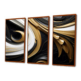 Leaf Core Ornamental Gold Streams - 3-Piece Canvas Wall Art