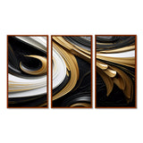 Leaf Core Ornamental Gold Streams - 3-Piece Canvas Wall Art
