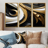 Leaf Core Ornamental Gold Streams - 3-Piece Canvas Wall Art
