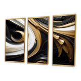 Leaf Core Ornamental Gold Streams - 3-Piece Canvas Wall Art