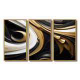 Leaf Core Ornamental Gold Streams - 3-Piece Canvas Wall Art