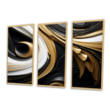Leaf Core Ornamental Gold Streams - 3-Piece Canvas Wall Art