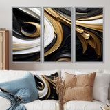 Leaf Core Ornamental Gold Streams - 3-Piece Canvas Wall Art