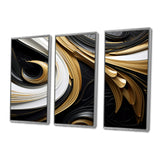 Leaf Core Ornamental Gold Streams - 3-Piece Canvas Wall Art