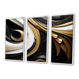 Leaf Core Ornamental Gold Streams - 3-Piece Canvas Wall Art