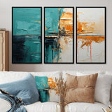 Adventure In Turquoise Orange - 3-Piece Canvas Wall Art
