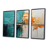 Adventure In Turquoise Orange - 3-Piece Canvas Wall Art