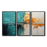 Adventure In Turquoise Orange - 3-Piece Canvas Wall Art
