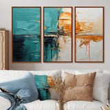 Adventure In Turquoise Orange - 3-Piece Canvas Wall Art