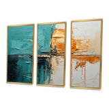 Adventure In Turquoise Orange - 3-Piece Canvas Wall Art