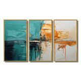Adventure In Turquoise Orange - 3-Piece Canvas Wall Art