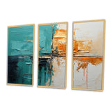 Adventure In Turquoise Orange - 3-Piece Canvas Wall Art
