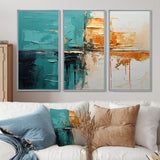 Adventure In Turquoise Orange - 3-Piece Canvas Wall Art