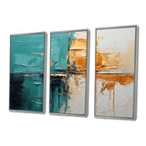 Adventure In Turquoise Orange - 3-Piece Canvas Wall Art