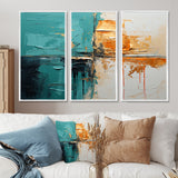 Adventure In Turquoise Orange - 3-Piece Canvas Wall Art