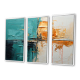 Adventure In Turquoise Orange - 3-Piece Canvas Wall Art