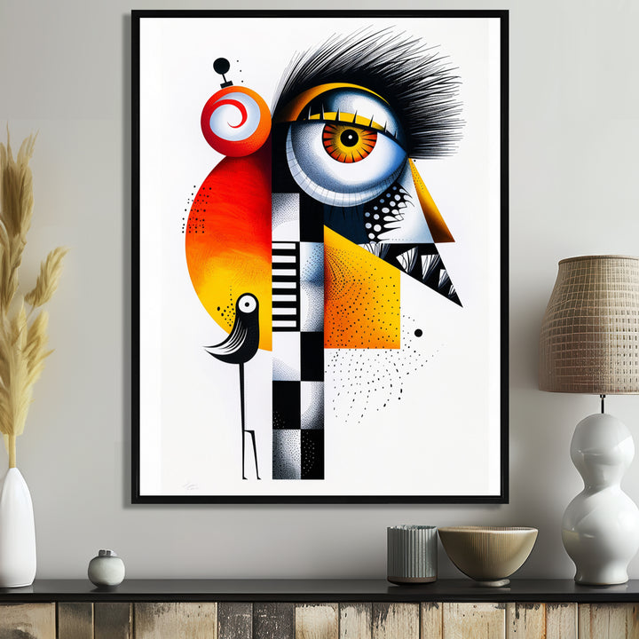 Strange Friendly Creature With Bird - Bird Canvas Wall Art