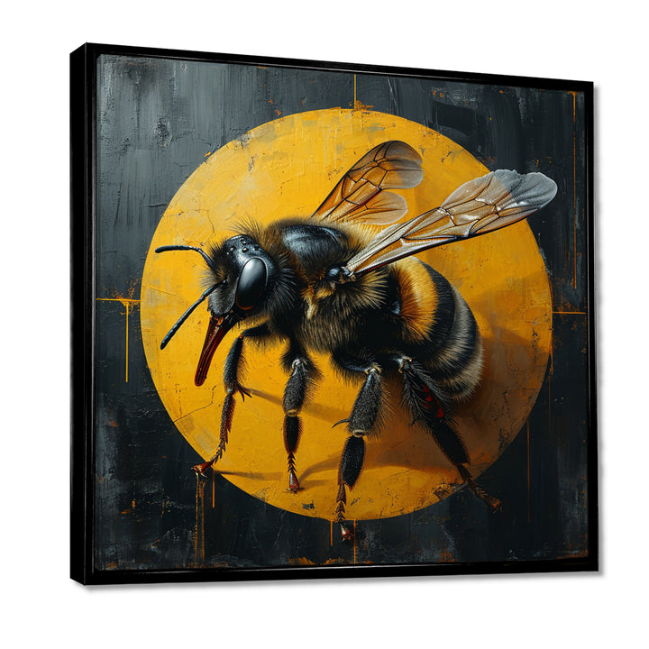 Honey Bee On Yellow - Bee Large Canvas Wall Art