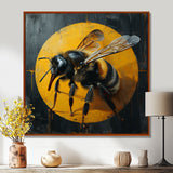 Honey Bee On Yellow - Bee Large Canvas Wall Art