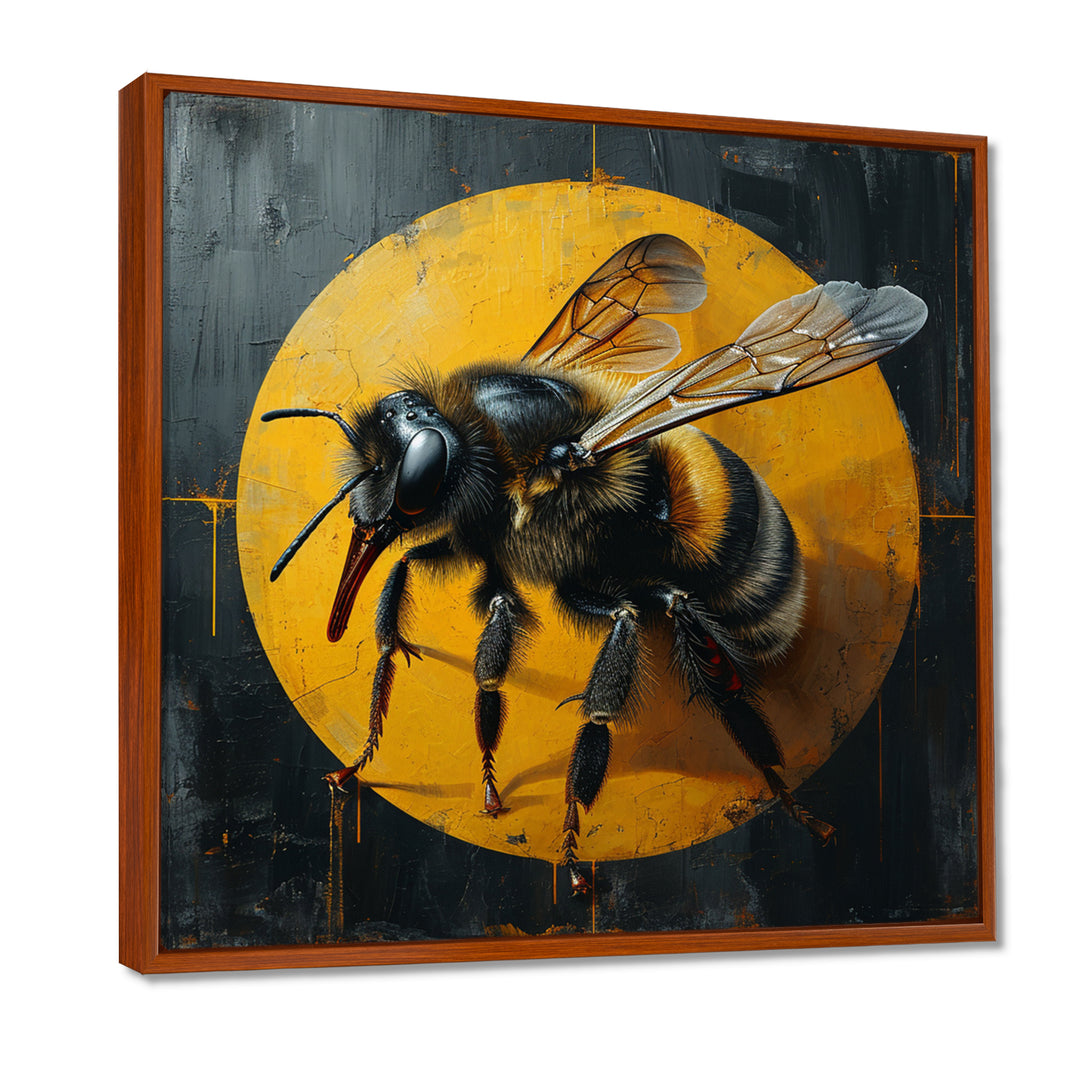 Honey Bee On Yellow - Bee Large Canvas Wall Art