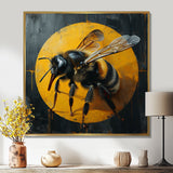 Honey Bee On Yellow - Bee Large Canvas Wall Art