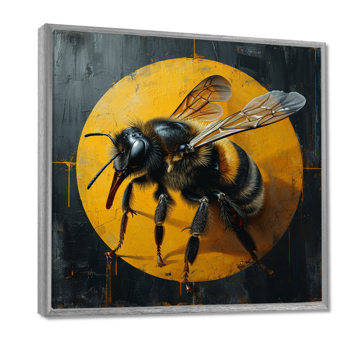 Honey Bee On Yellow - Bee Large Canvas Wall Art