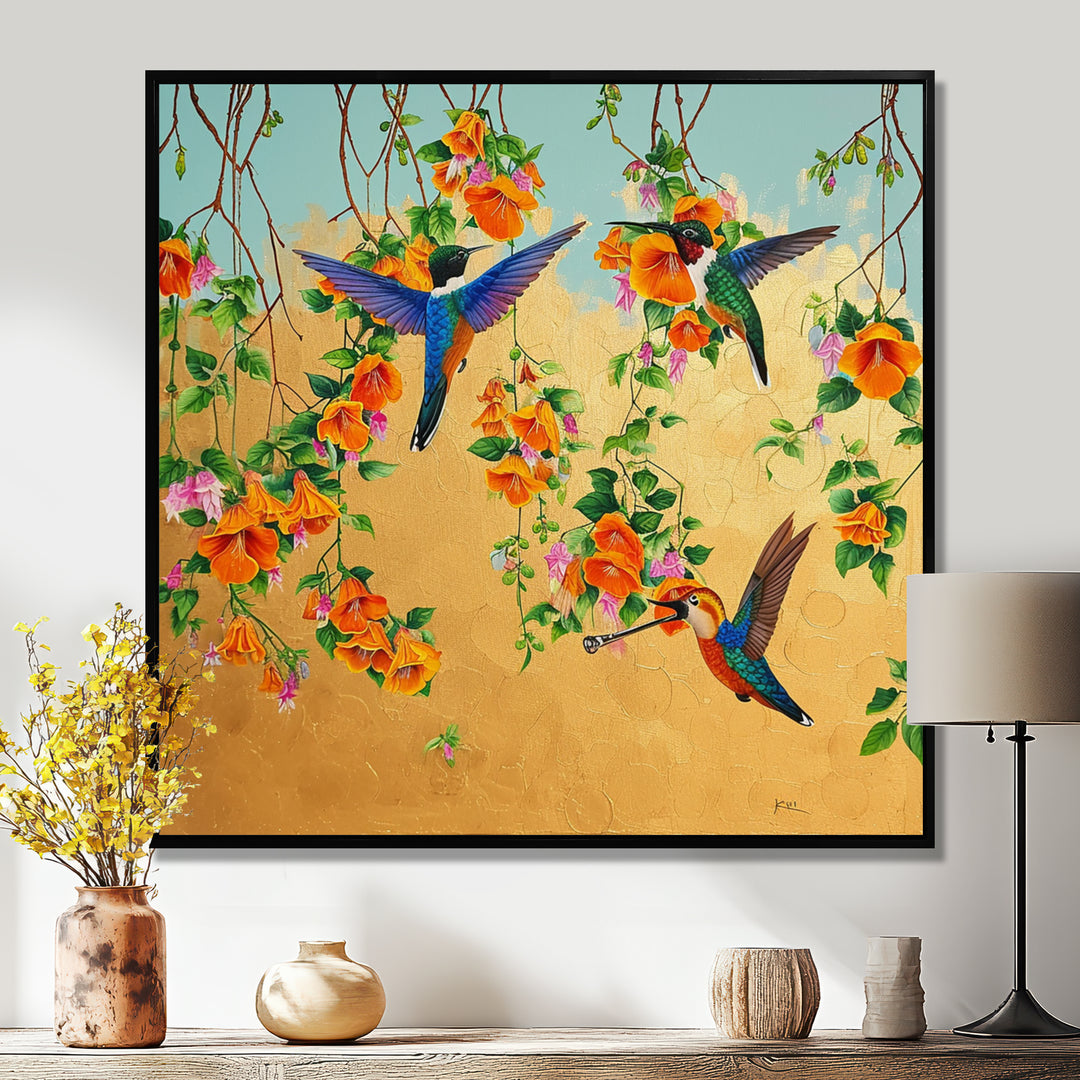 Kolibri Birds Drinking Flower Nectar - Bird Wall Art Prints
