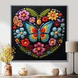 Floral Boho Papillon Embroidery - Butterfly Wall Decor
