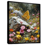 Tiger Swallowtail On Rock In Flower Field - Butterfly Wall Art Prints