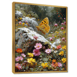 Tiger Swallowtail On Rock In Flower Field - Butterfly Wall Art Prints