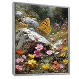 Tiger Swallowtail On Rock In Flower Field - Butterfly Wall Art Prints