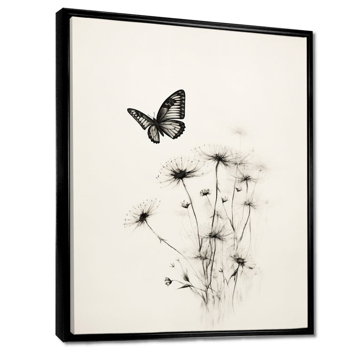 Butterfly Petals of Promise Minimal Monochrome - Butterfly Framed Canvas Art