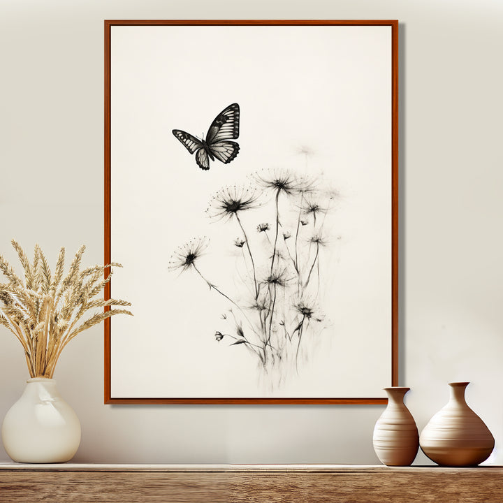 Butterfly Petals of Promise Minimal Monochrome - Butterfly Framed Canvas Art