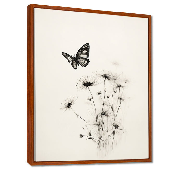 Butterfly Petals of Promise Minimal Monochrome - Butterfly Framed Canvas Art