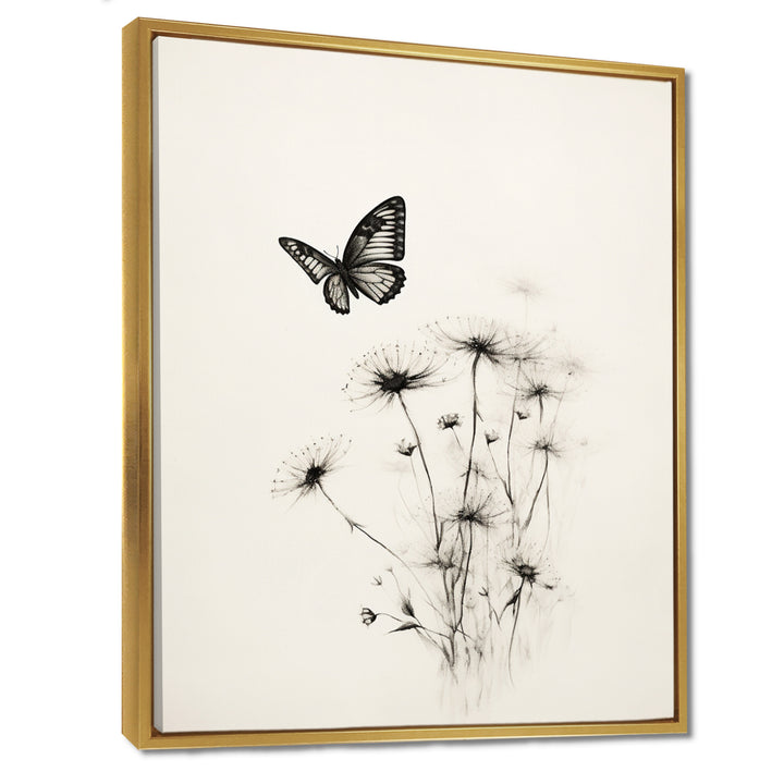 Butterfly Petals of Promise Minimal Monochrome - Butterfly Framed Canvas Art