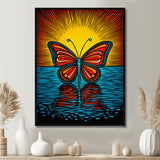 Glorious Butterfly On Red Blue - Butterfly Large Canvas Wall Art